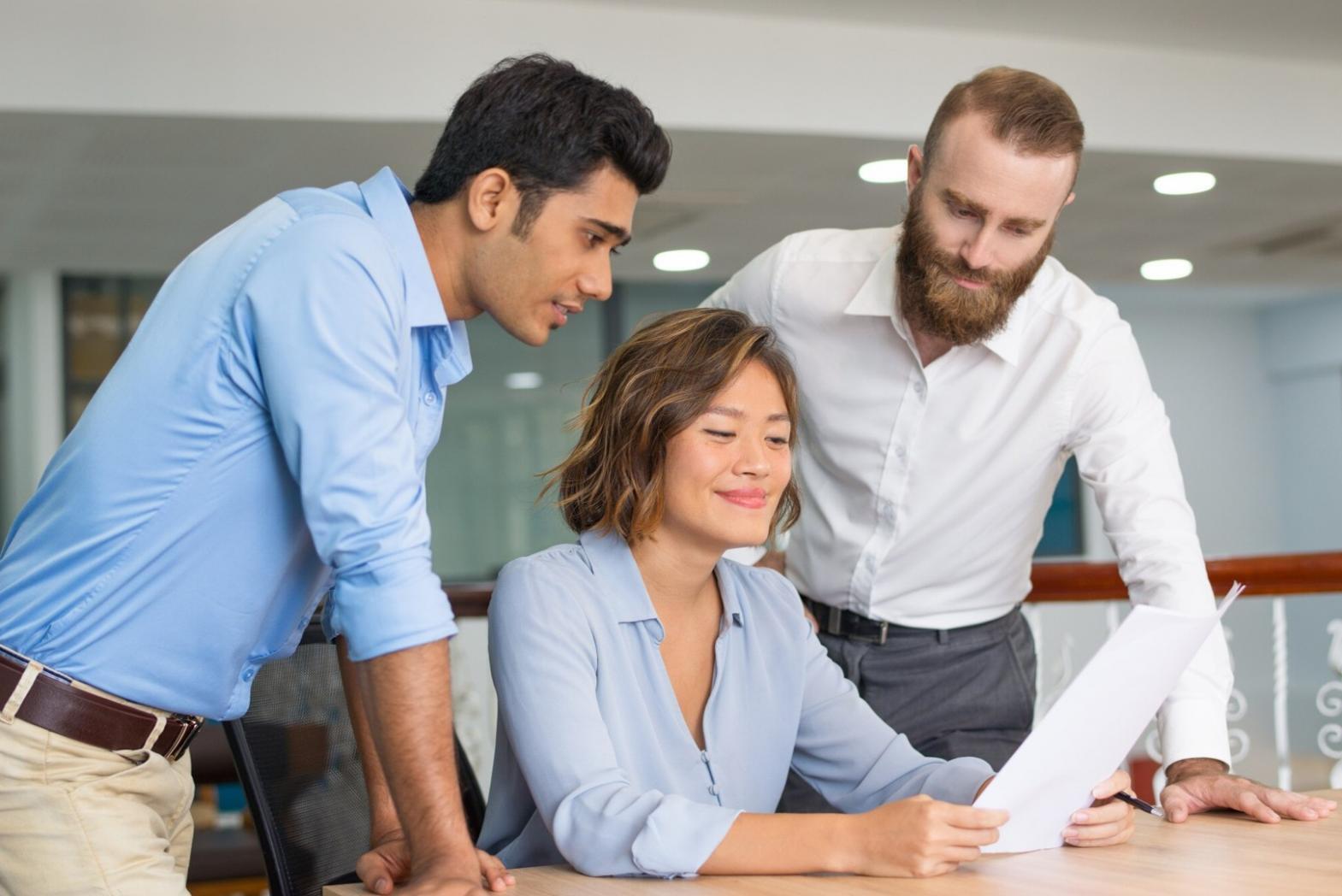 Business owner reviewing advertising performance metrics